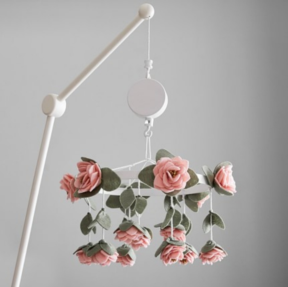 Felted Pink Roses Musical Crib Mobile Pottery Barn